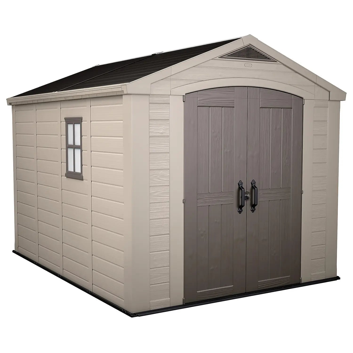 Keter 8’x11′ Factor Heavy Duty Plastic Garden Shed – Beige-oakleysgardenmachine- Free shipping