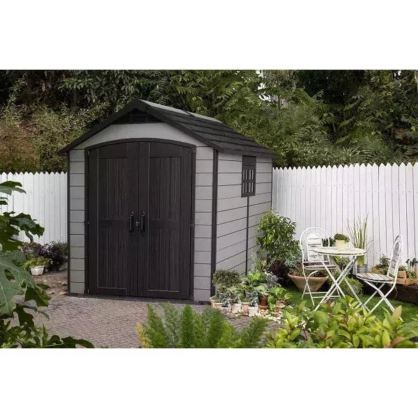 Keter 7.5’x9′ Premier Heavy Duty Plastic Shed – Grey-oakleysgardenmachine- Free shipping