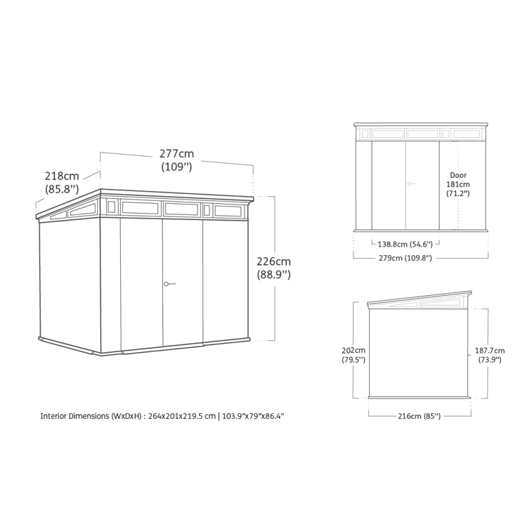 Keter 9’x 7′ Cortina Heavy Duty Plastic Pent Shed – Green-oakleysgardenmachine- Free shipping