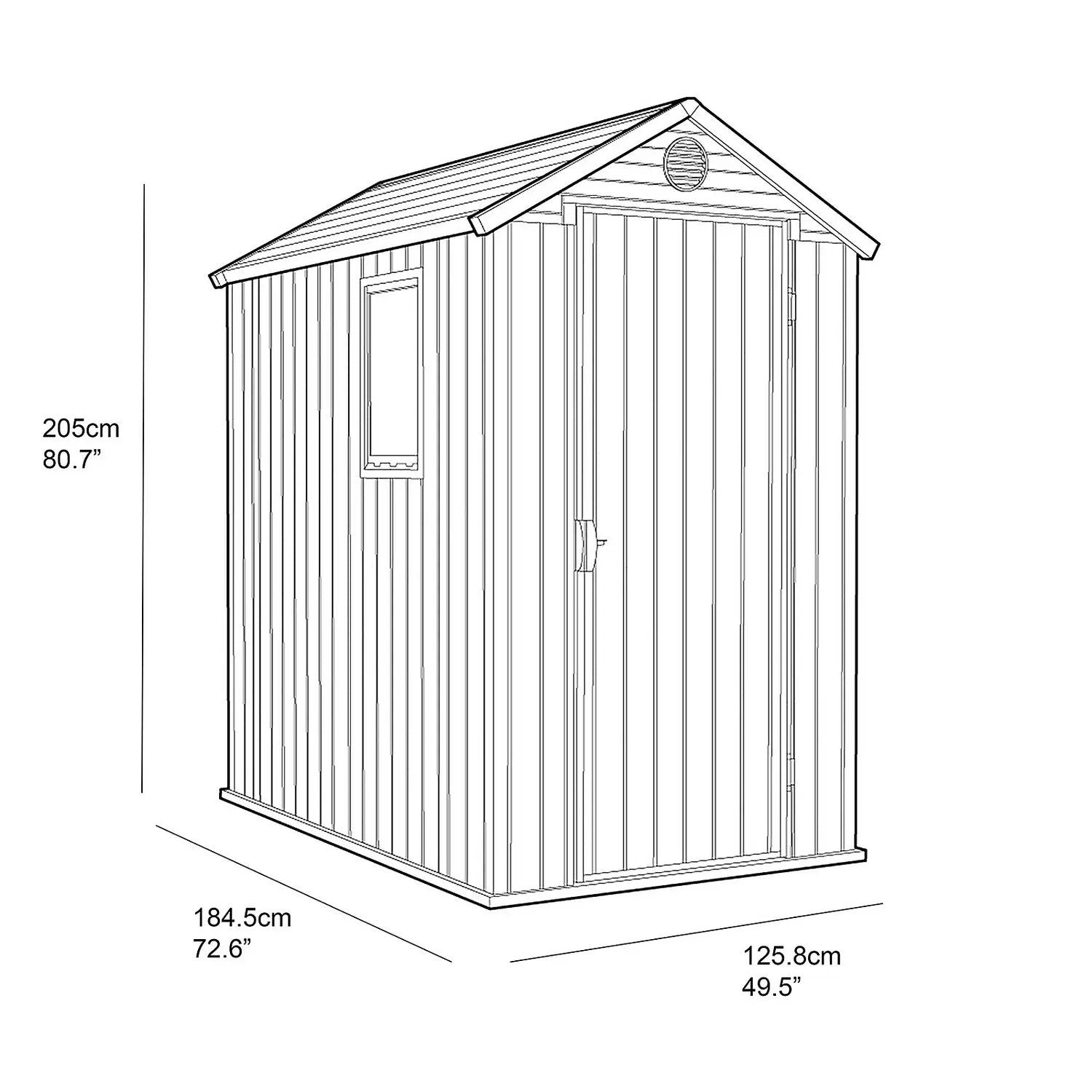 Keter 4’x6′ Darwin Heavy Duty Plastic Garden Shed – Grey-oakleysgardenmachine- Free shipping