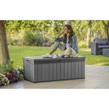 Keter Darwin 380L Plastic Storage Box – Grey-oakleysgardenmachine- Free shipping