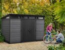 Keter 11’x 7′ Cortina Heavy Duty Plastic Pent Shed – Dark Grey-oakleysgardenmachine- Free shipping