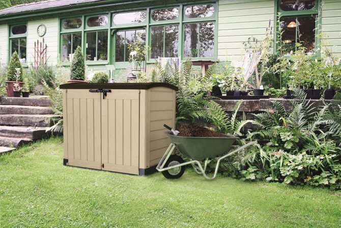 Keter Store-it-out ARC Beige & Taupe 1200L Garden storage box 1200mm 1460mm