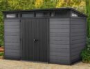 Keter 11’x 7′ Cortina Heavy Duty Plastic Pent Shed – Dark Grey-oakleysgardenmachine- Free shipping