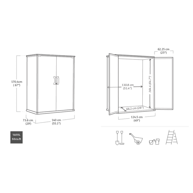 Keter Premier 4′ x 2′ Tall Plastic Storage Unit-oakleysgardenmachine- Free shipping